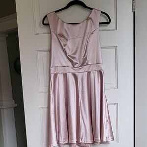 Open Back Pink Satin Dress